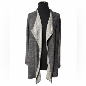 Eileen Fisher Organic Cotten Waterfall Front Cardigan Charcoal Grey Size S